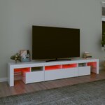 vidaXL Meuble TV avec lumières LED Blanc 230x36 5x40 cm