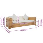 vidaXL Canapé à 3 places avec coussins Rotin naturel