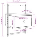 vidaXL Table de chevet murale chêne sonoma 35x30x51 cm