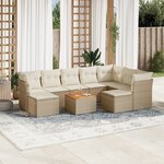 vidaXL Salon de jardin avec coussins 10 Pièces beige résine tressée