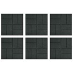 vidaXL Pierre de marchage 6 Pièces Noir 40 5 x 40 5 x 2 cm Caoutchouc