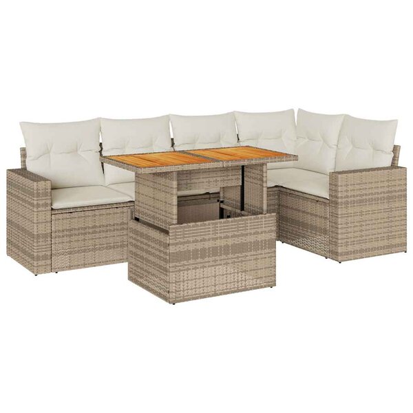 vidaXL Salon de jardin avec coussins 6 Pièces beige résine tressée