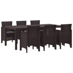 vidaXL Ensemble de salle à manger pour jardin 7 Pièces Marron