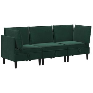 vidaXL Ensemble de meubles pour le salon 3 Pièces Vert foncé Velours