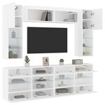 vidaXL Ensemble de meubles TV muraux 6 Pièces avec lumières LED blanc