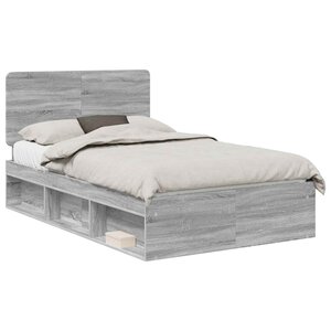 vidaXL Cadre de lit Gris Sonoma 120 x 200 cm Bois de pin massif