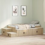vidaXL Cadre de lit de rangement en chêne Sonoma 90x190 cm