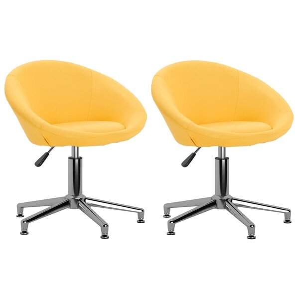 vidaXL Chaises pivotantes à manger lot de 2 jaune tissu