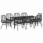 vidaXL Ensemble de salle à manger pour jardin 9 Pièces Noir polyrotin