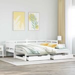 vidaXL Lit de jour avec gigogne et tiroirs sans matelas blanc 80x200cm