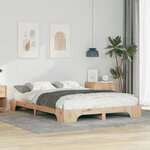 vidaXL Cadre de lit surélevé avec stockage Marron Bois massif en pin