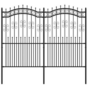 vidaXL Clôture de jardin avec sommet de lance Noir 222 cm