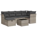 vidaXL Salon de jardin avec coussins 7 Pièces gris clair résine tressée