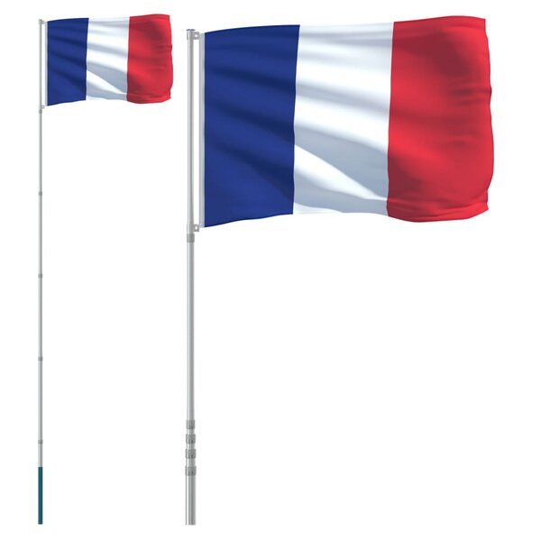 vidaXL Drapeau de la France et mât 5 55 m Aluminium