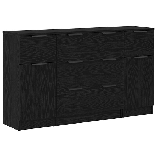 vidaXL Buffet 3 Pièces Chêne noir 121 x 30 x 70 cm Bois d'ingénierie