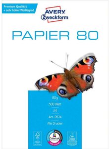 Ramette de 500 feuilles de papier universel A4  80 g/m2  blanc AVERY ZWECKFORM