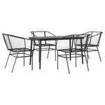 vidaXL Ensemble à manger de jardin 5 Pièces noir résine tressée verre