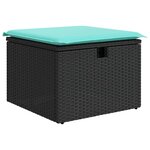 vidaXL Ensemble de canapé de jardin avec coussin 7 Pièces Noir Poly rotin