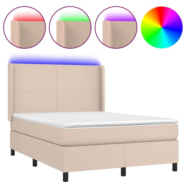 vidaXL Sommier à lattes de lit matelas LED Cappuccino 140x200 cm