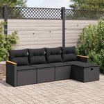 vidaXL Salon de jardin 5 Pièces avec coussins noir résine tressée