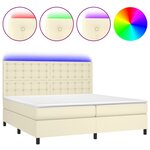 vidaXL Sommier à lattes de lit avec matelas et LED Crème 200x200 cm