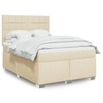 vidaXL Sommier à lattes de lit avec matelas Crème 140x190 cm Tissu