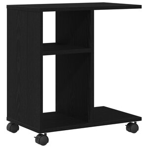 Table d'appoint vidaXL sur roulettes Noir Chêne 50x30x55 cm Bois d'ingénierie