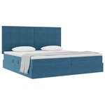 vidaXL Lit avec rangement et matelas Bleu foncé 200 x 200 cm Velours