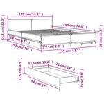 vidaXL Cadre de lit et tiroirs sonoma gris 135x190 cm bois ingénierie