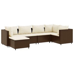 vidaXL Salon de jardin 6 Pièces avec coussins Marron Résine tressée