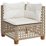 vidaXL Canapé d'angle de jardin avec coussins beige résine tressée