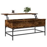 vidaXL Table basse chêne fumé 100x50x45 cm bois d'ingénierie et métal