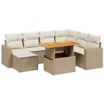 vidaXL Salon de jardin avec coussins 8 Pièces beige résine tressée