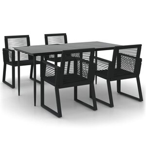 vidaXL Ensemble à manger de jardin 5 Pièces Noir Rotin PVC