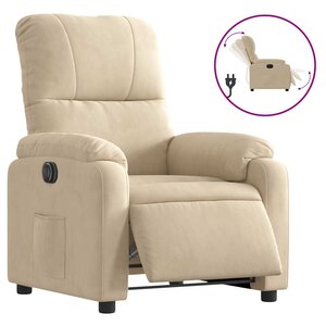 vidaXL Fauteuil inclinable électrique crème tissu microfibre