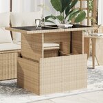 vidaXL Table de jardin dessus en verre beige 100x55x73 cm poly rotin