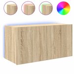 vidaXL Meuble TV mural avec lumières LED chêne sonoma 80x35x41 cm