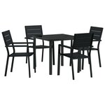 vidaXL Ensemble de salle à manger pour jardin 5 Pièces Noir HDPE