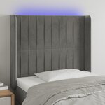 vidaXL Tête de lit à LED Gris clair 83x16x118/128 cm Velours