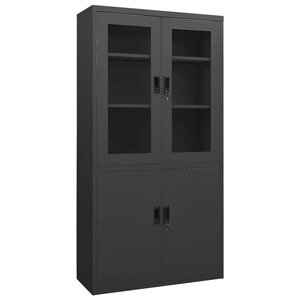 Armoire de bureau design typique avec 3 étagères réglables 90 x 40 x 180 cm en acier anthracite 02_0046809