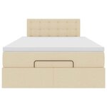 vidaXL Lit ottoman avec matelas et LED crème 120x190 cm tissu