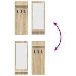 vidaXL Porte-manteau mural avec étagère avec stockage avec miroir Chêne Sonoma 70 x 10 x 90 cm