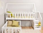 Lit cabane mi-haut pin blanc