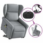 vidaXL Fauteuil de massage inclinable Gris clair Tissu