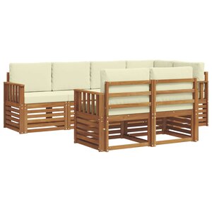vidaXL Ensemble de canapés d'extérieur 7 pc Naturel et Crème Polyester
