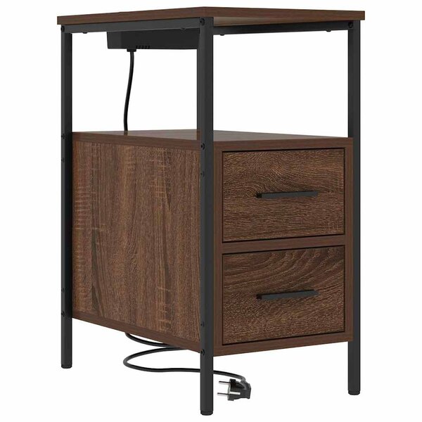 vidaXL Table de chevet Chêne marron 30 x 48 x 61 cm Bois d'ingénierie