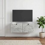 vidaXL Meuble TV mural Gris béton 78 5 x 41 x 30 cm Bois d'ingénierie