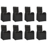 vidaXL Ensemble à manger de jardin 9Pièces coussins noir résine tressée