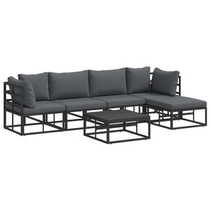 vidaXL Ensemble de canapé de jardin 6 Pièces Noir 70 x 70 x 32 cm