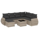 vidaXL Salon de jardin 8 Pièces avec coussins gris clair résine tressée